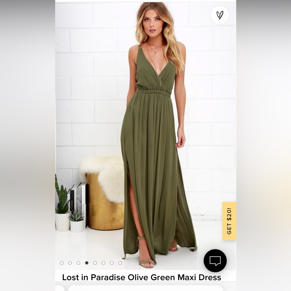 Lost in Paradise Olive Green Maxi Dress